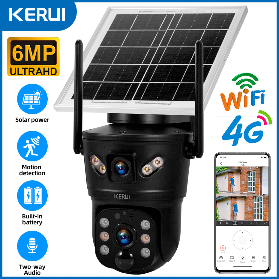 Home Security Video - KERUI Outdoor 6MP Solar Camera 4G