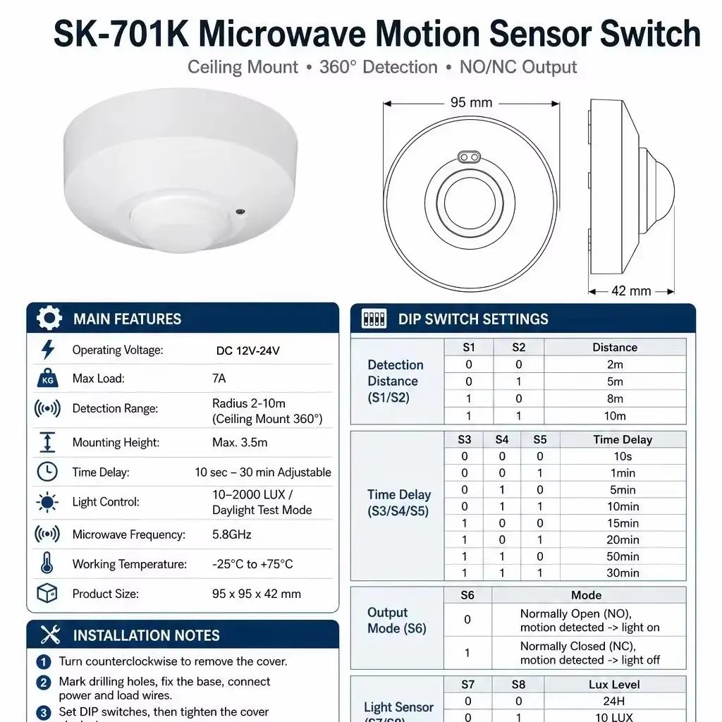 Ceiling Mounted DC12V-24V Micr - Home Security Radar System recension och pris